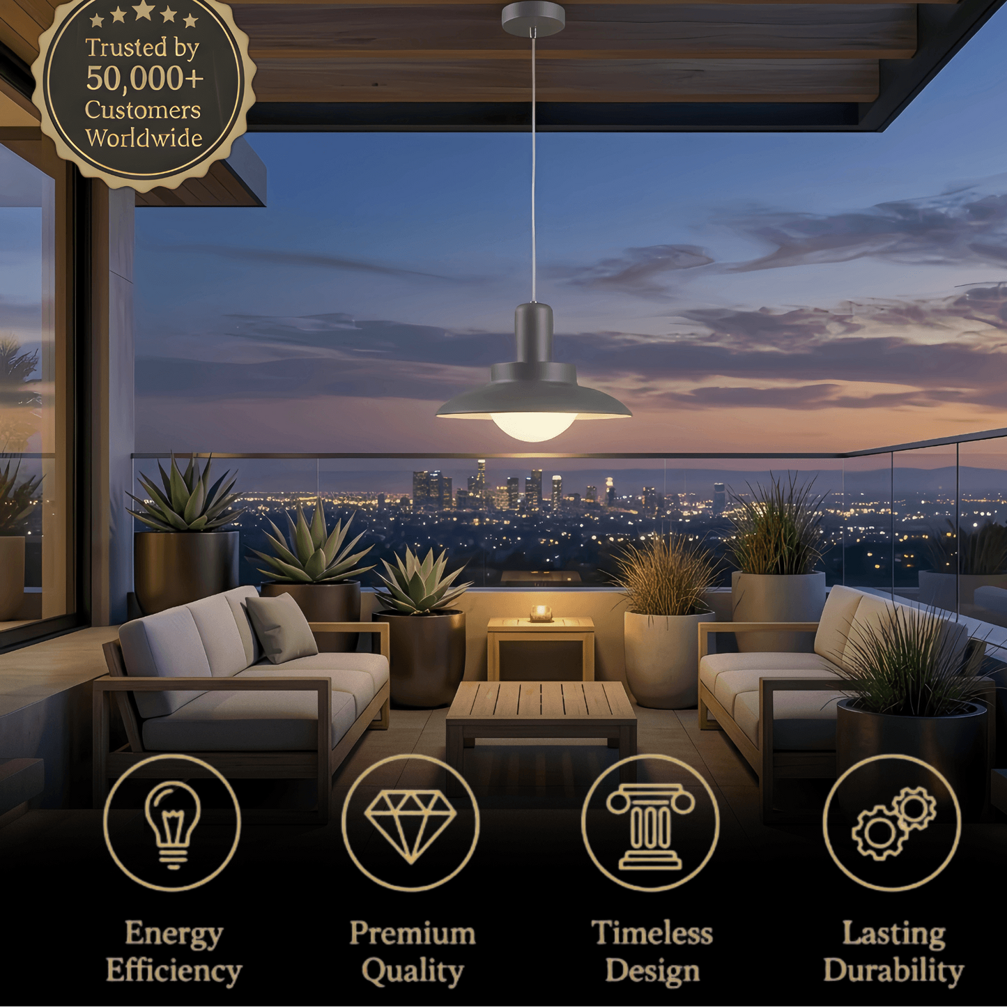 Irondale Modern Outdoor Pendant Light - Grey/White Metal Hooded Design for Courtyard