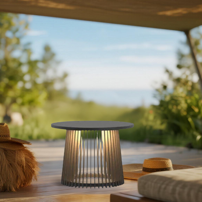Irondale Modern Outdoor Floor Lamp - Black Metal & Acrylic Cylindrical Design for Patio