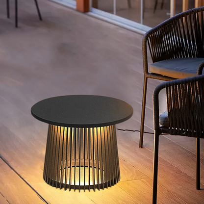 Irondale Modern Outdoor Floor Lamp - Black Metal & Acrylic Cylindrical Design for Patio