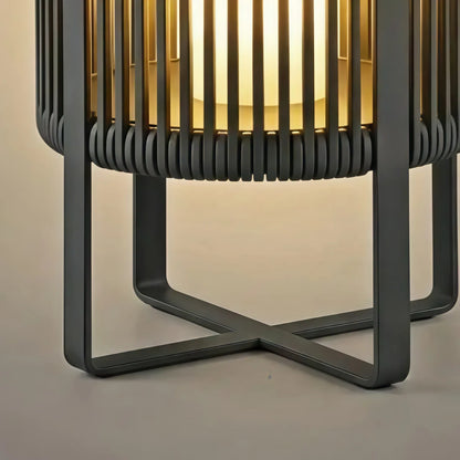 Irondale Vintage Outdoor Floor Lamp - Black Metal Cylindrical Design for Garden & Patio