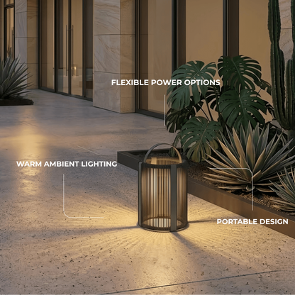 Irondale Vintage Outdoor Floor Lamp - Black Metal Cylindrical Design for Garden & Patio