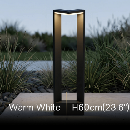 Irondale Minimalist Right-Angle Outdoor Pathway Light - Black Metal for Yard