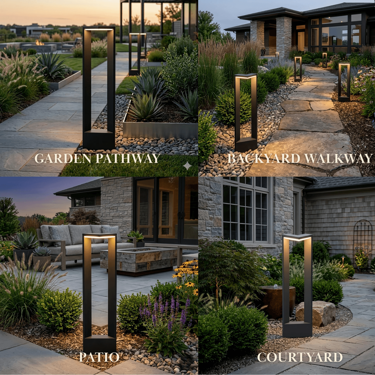Irondale Minimalist Right-Angle Outdoor Pathway Light - Black Metal for Yard