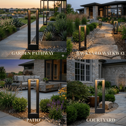 Irondale Minimalist Right-Angle Outdoor Pathway Light - Black Metal for Yard