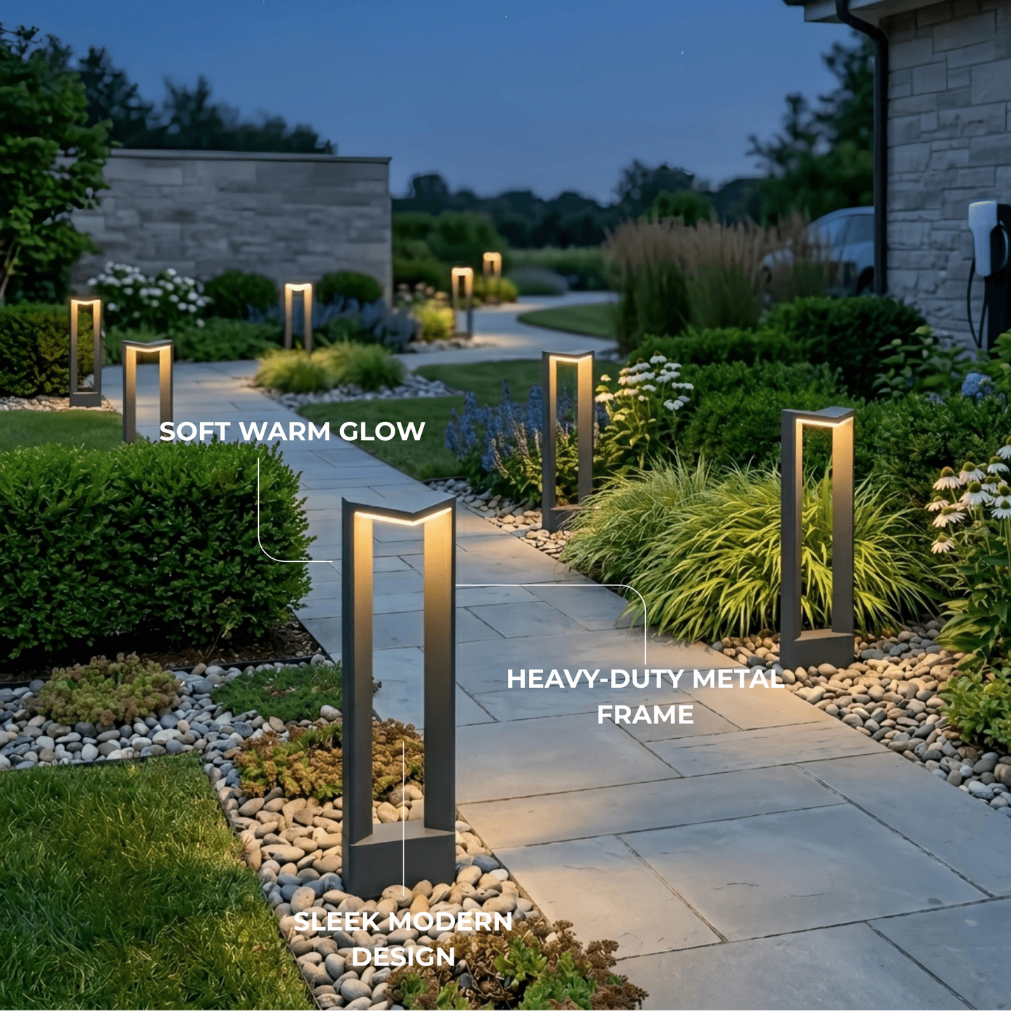 Irondale Minimalist Right-Angle Outdoor Pathway Light - Black Metal for Yard
