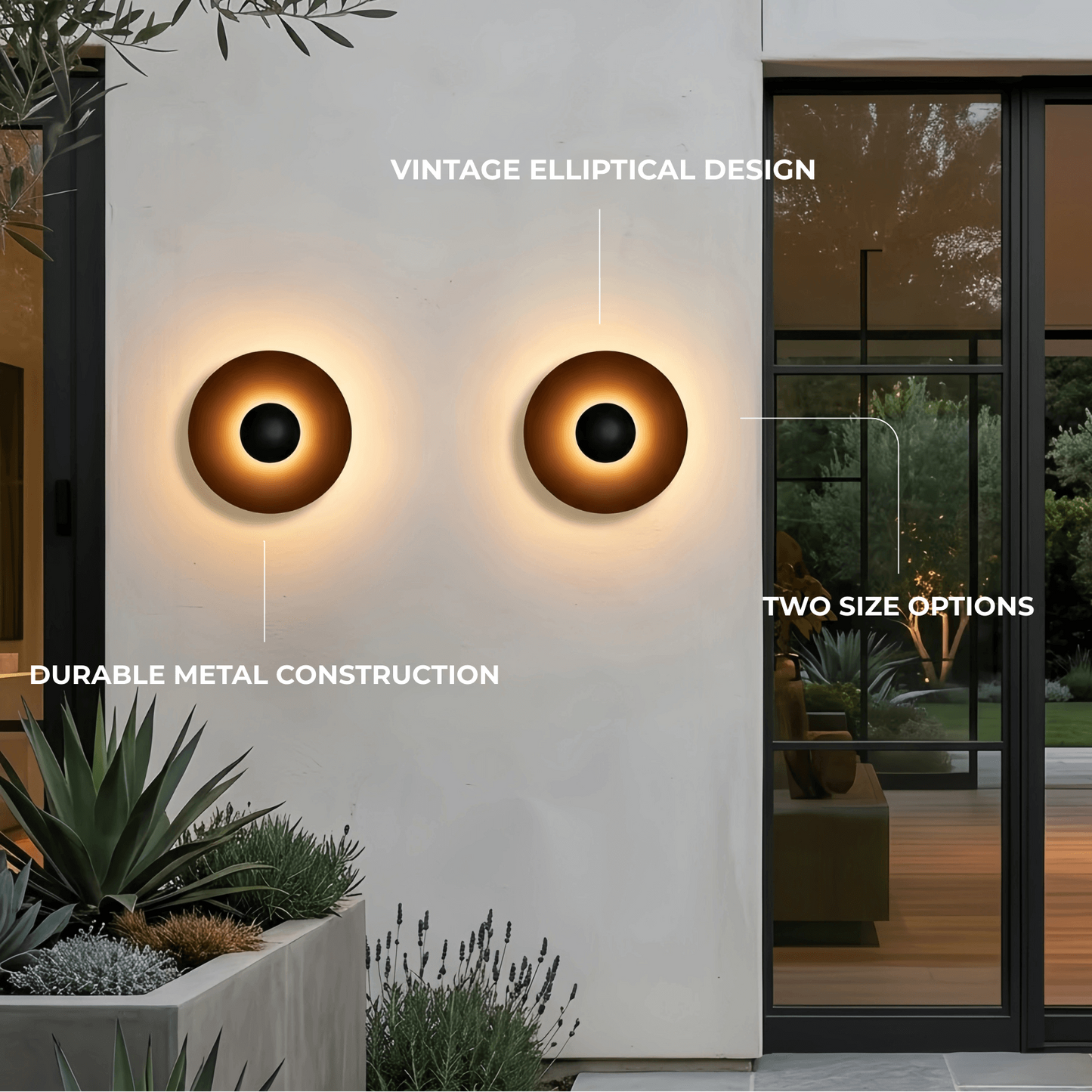 Irondale Vintage Outdoor Wall Lamp - Black/White Round Metal Design for Garden & Patio