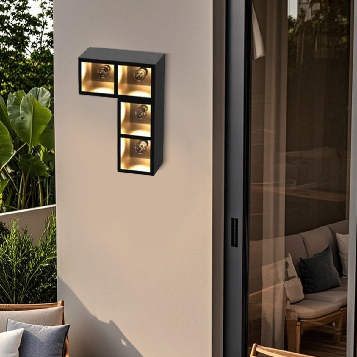 Irondale Industrial Outdoor Wall Lamp - Black Metal & Glass Cube Square Design for Garage