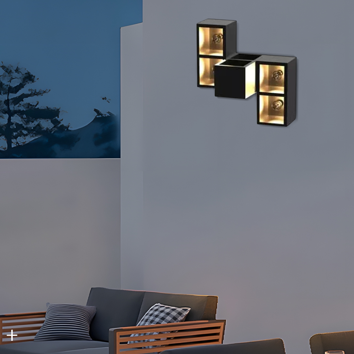 Irondale Industrial Outdoor Wall Lamp - Black Metal & Glass Cube Square Design for Garage
