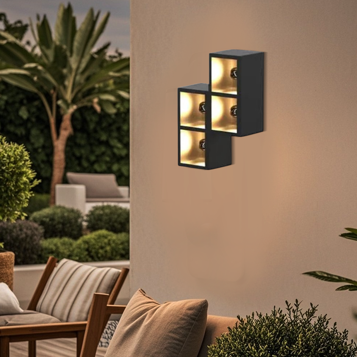 Irondale Industrial Outdoor Wall Lamp - Black Metal & Glass Cube Square Design for Garage