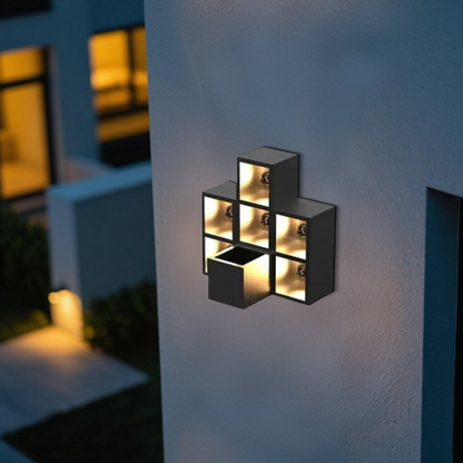 Irondale Industrial Outdoor Wall Lamp - Black Metal & Glass Cube Square Design for Garage