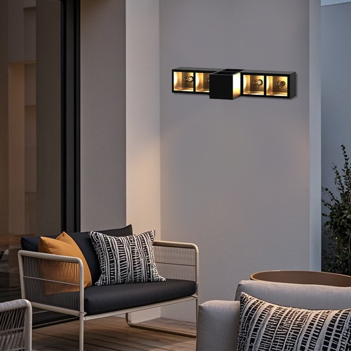 Irondale Industrial Outdoor Wall Lamp - Black Metal & Glass Cube Square Design for Garage