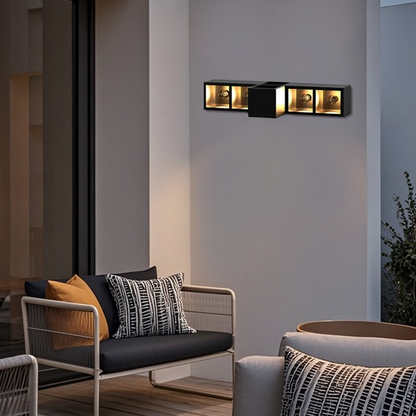Irondale Industrial Outdoor Wall Lamp - Black Metal & Glass Cube Square Design for Garage