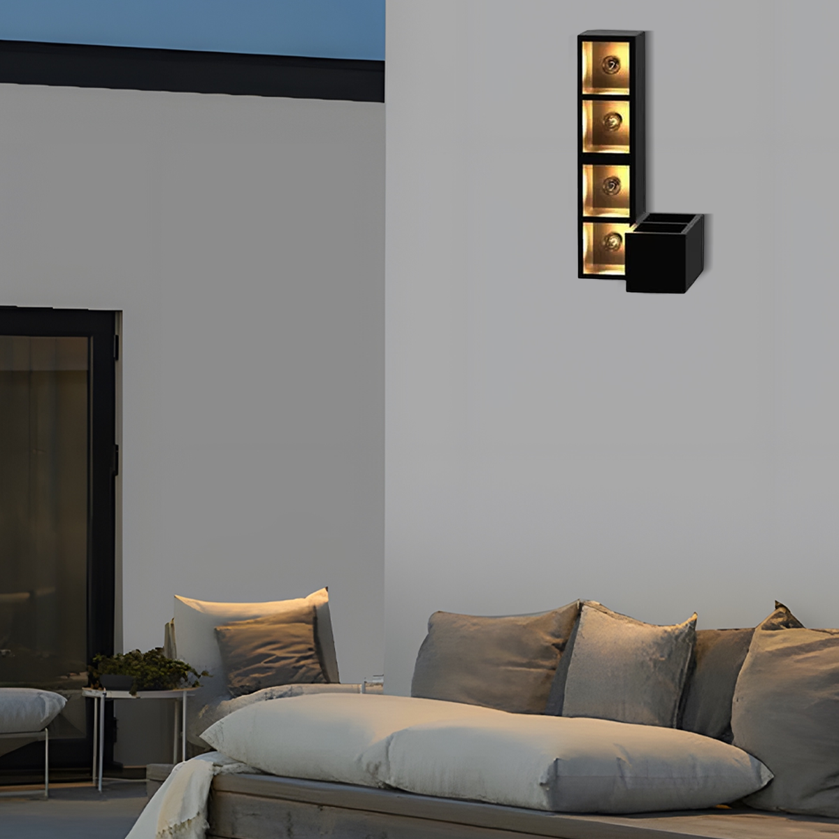 Irondale Industrial Outdoor Wall Lamp - Black Metal & Glass Cube Square Design for Garage