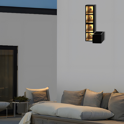 Irondale Industrial Outdoor Wall Lamp - Black Metal & Glass Cube Square Design for Garage