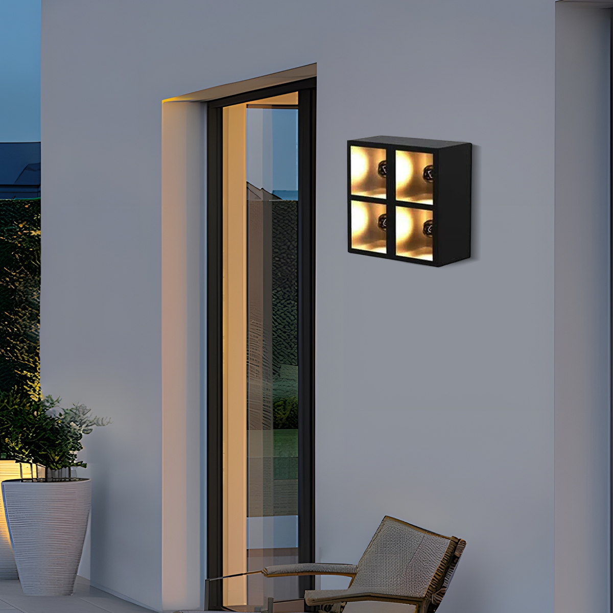Irondale Industrial Outdoor Wall Lamp - Black Metal & Glass Cube Square Design for Garage