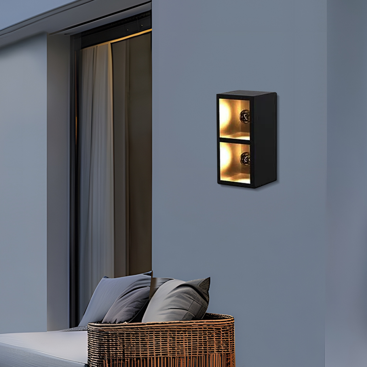 Irondale Industrial Outdoor Wall Lamp - Black Metal & Glass Cube Square Design for Garage