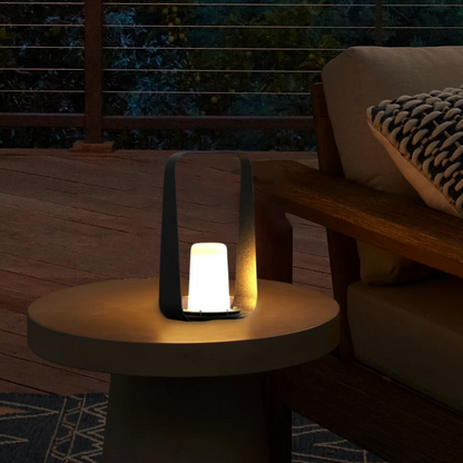 Lunara Modern Portable Floor Lamp - Rechargeable Outdoor Light in Coffee/Grey