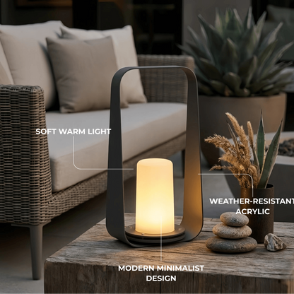 Lunara Modern Portable Floor Lamp - Rechargeable Outdoor Light in Coffee/Grey