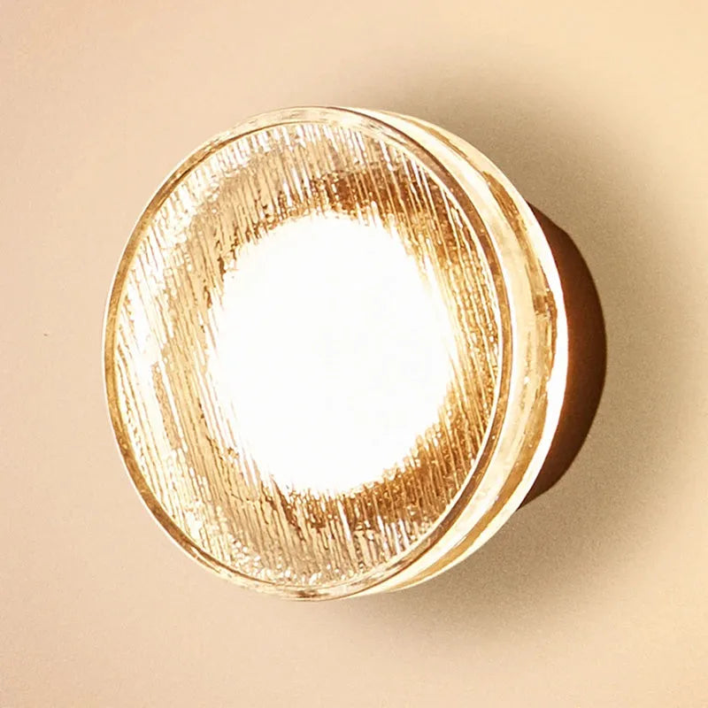Embrace Modern Outdoor Wall Lamp - Clear Glass & Metal Round Design for Patio
