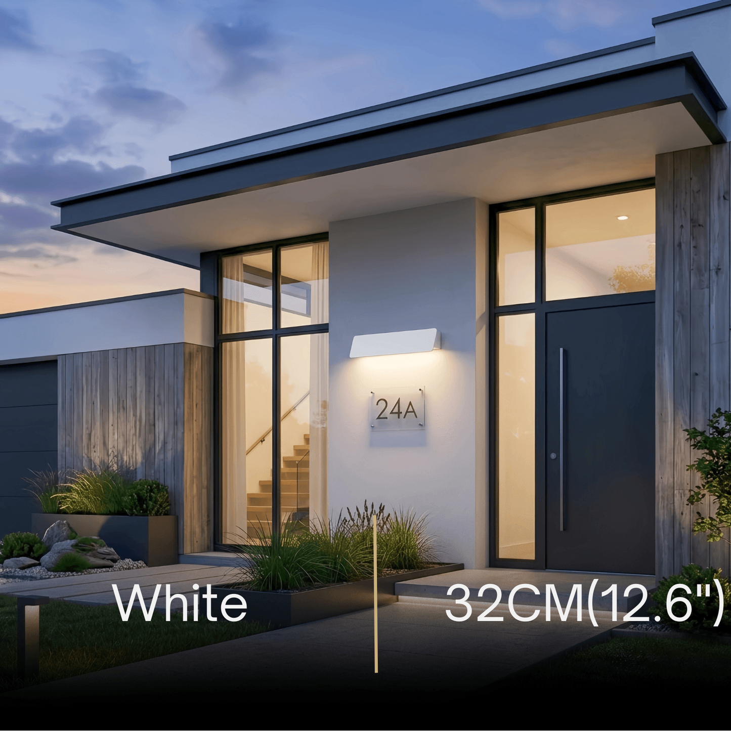 Arcato Modern Outdoor Wall Lamp - White/Black Metal Rectangular Design for Garden
