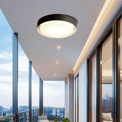 Embrace Modern Black Outdoor Ceiling Lights Metal Acrylic Round Outdoor