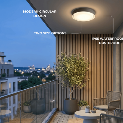 Embrace Modern Black Outdoor Ceiling Lights Metal Acrylic Round Outdoor