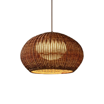 Bamburo Farmhouse Coffee/Beige Outdoor Pendant Light Rattan Lantern Garden