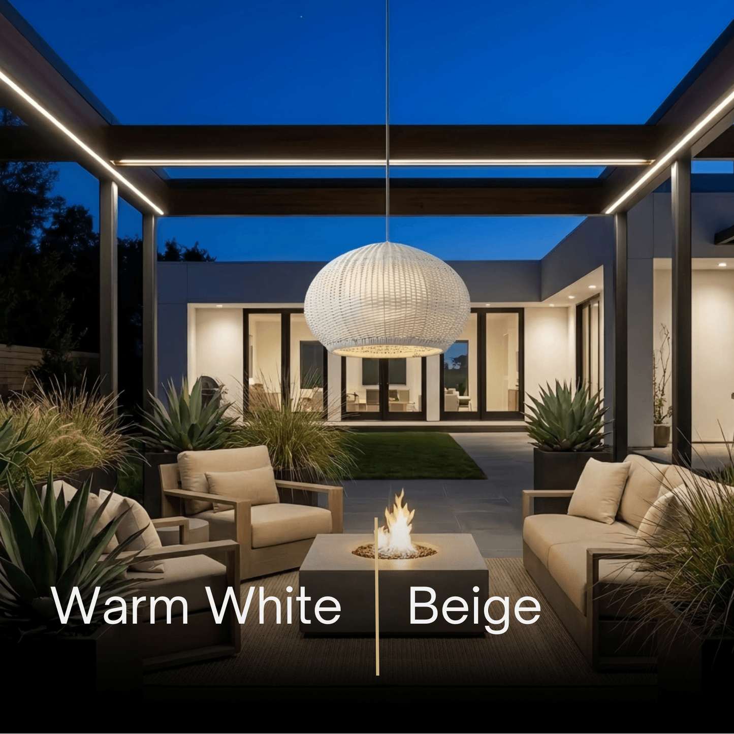 Bamburo Farmhouse Coffee/Beige Outdoor Pendant Light Rattan Lantern Garden
