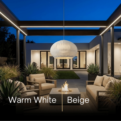 Bamburo Farmhouse Coffee/Beige Outdoor Pendant Light Rattan Lantern Garden