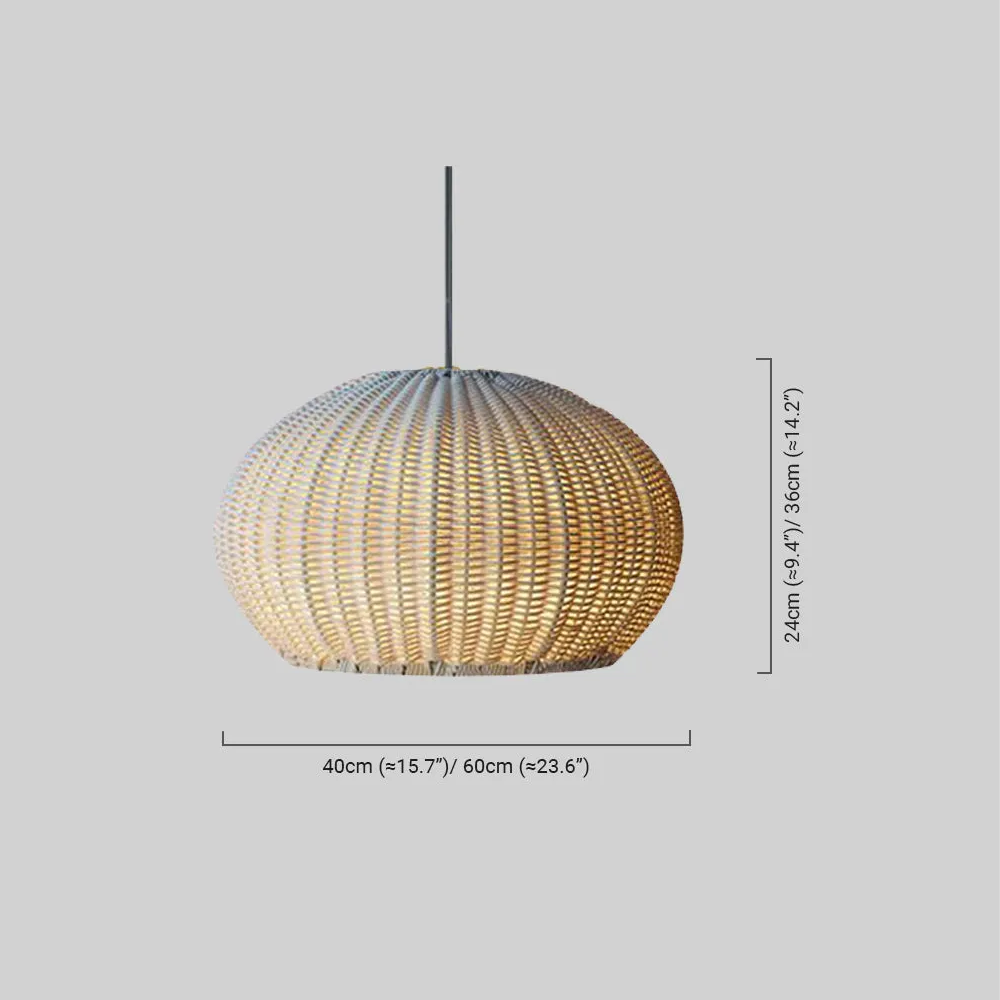 Bamburo Farmhouse Coffee/Beige Outdoor Pendant Light Rattan Lantern Garden
