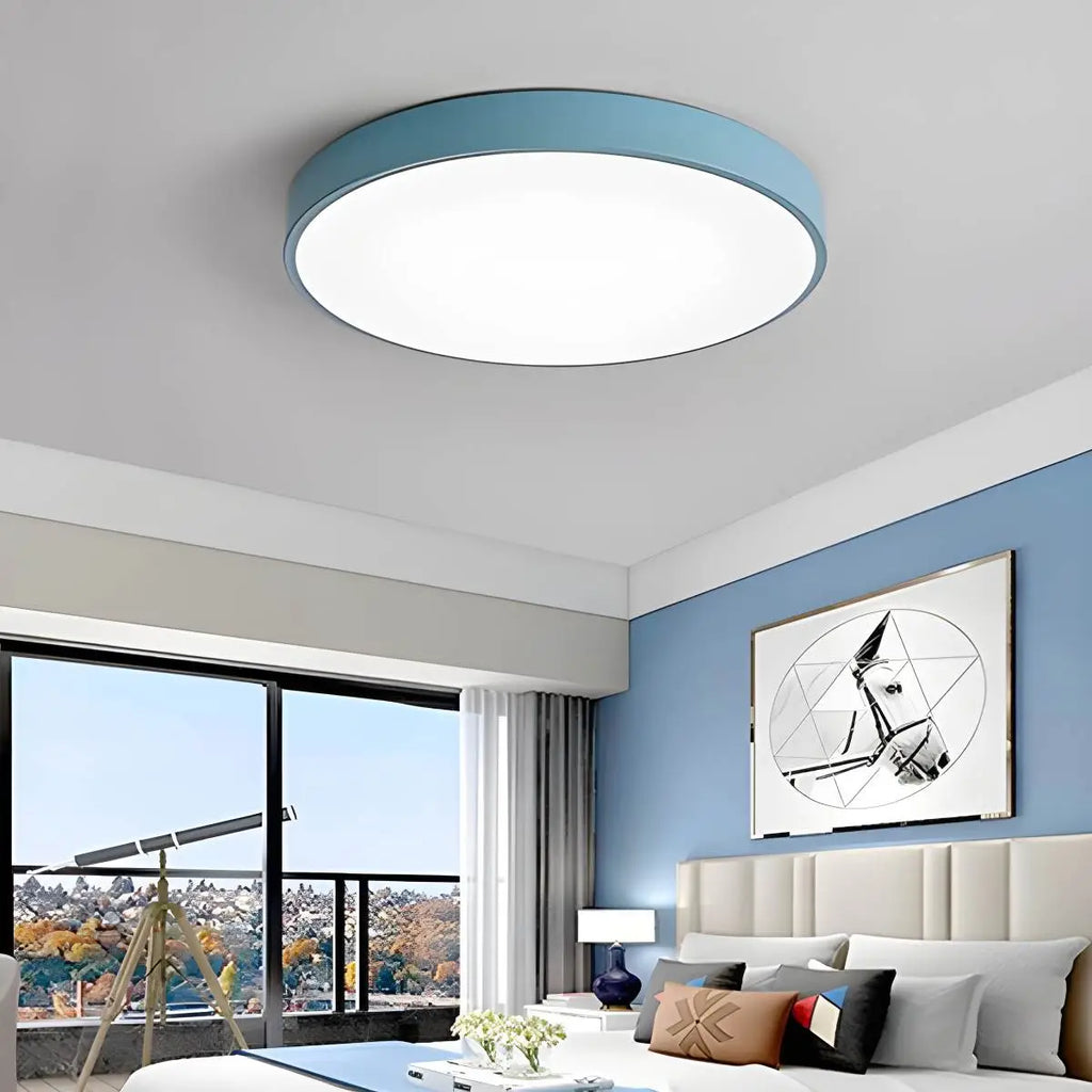 Modern Macaron Ceiling Light - Minimalist Circular LED Flush Mount for Nursery & Playroom
