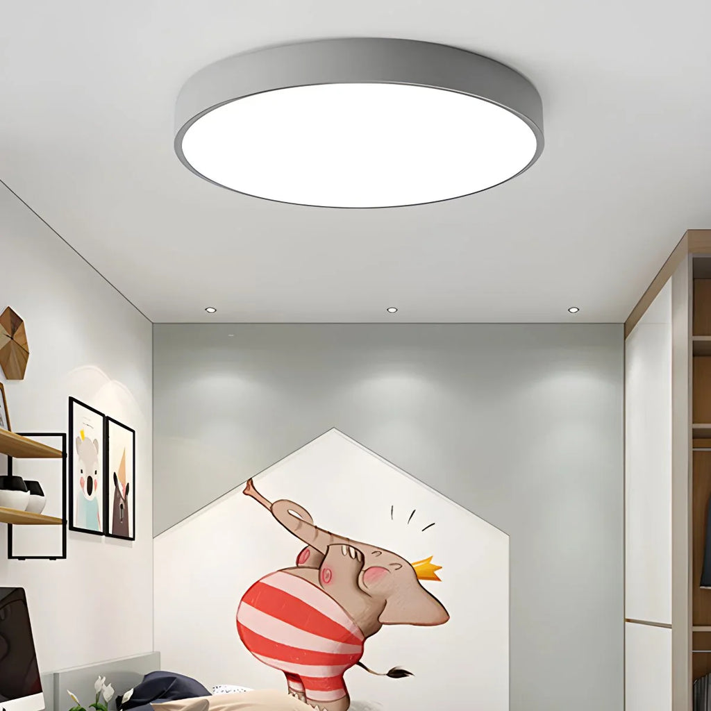 Modern Macaron Ceiling Light - Minimalist Circular LED Flush Mount for Nursery & Playroom
