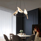 Modern Gold Bird Chandelier - Artistic Flying Swallows LED Pendant for High Ceiling & Living Room