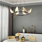 Modern Gold Bird Chandelier - Artistic Flying Swallows LED Pendant for High Ceiling & Living Room