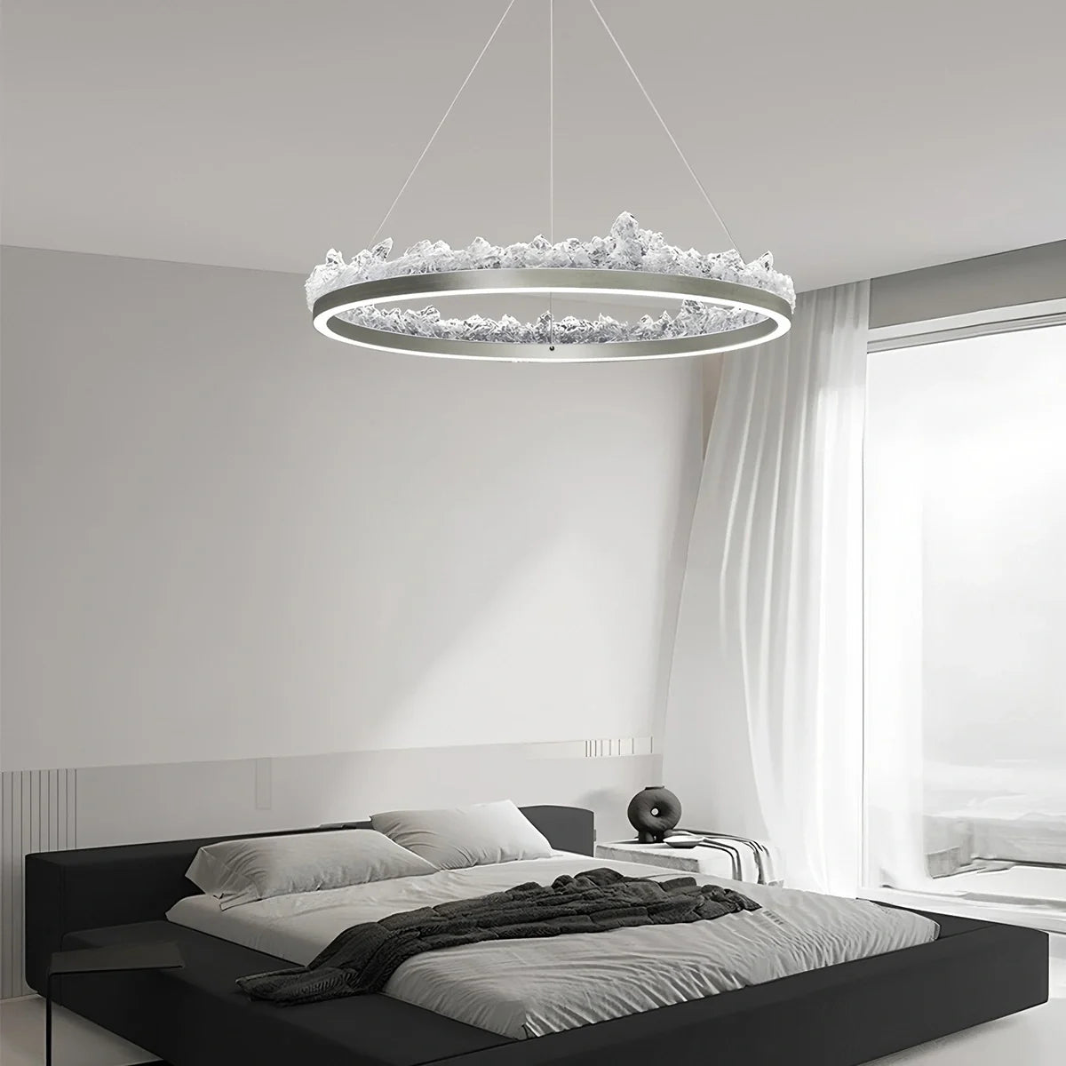 Textured Glass Chandelier for Dining and Living Room