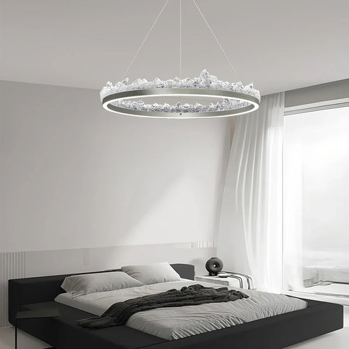 Modern Iceberg Chandelier - Luxury Hand-Poured Textured Glass Pendant for Dining & Living Room