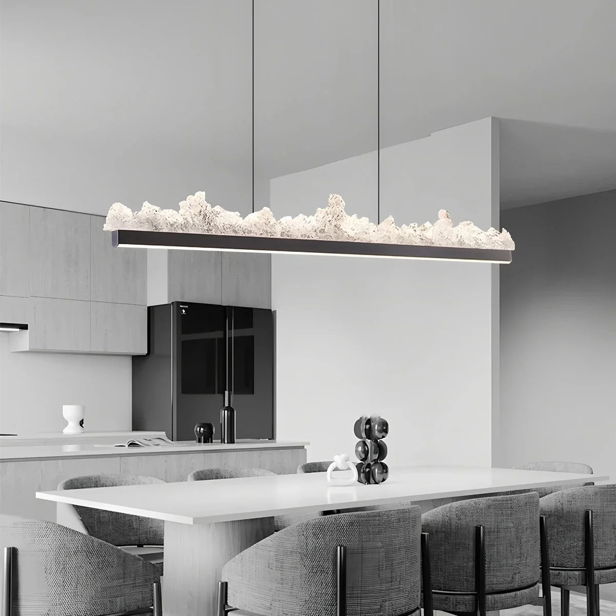Modern Iceberg Chandelier - Luxury Hand-Poured Textured Glass Pendant for Dining & Living Room