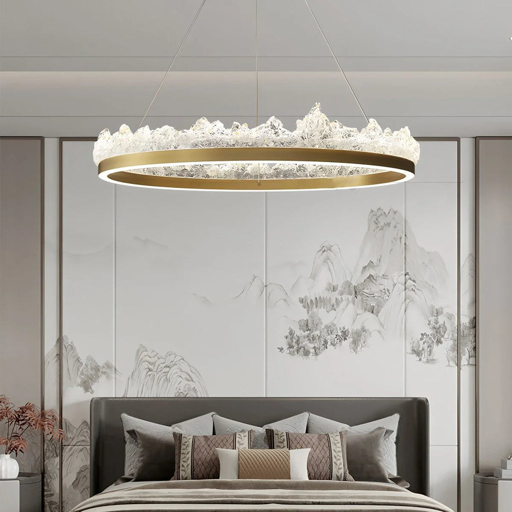 Modern Iceberg Chandelier - Luxury Hand-Poured Textured Glass Pendant for Dining & Living Room
