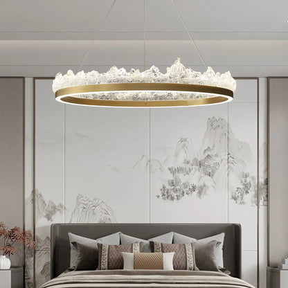 Textured Glass Chandelier for Dining and Living Room