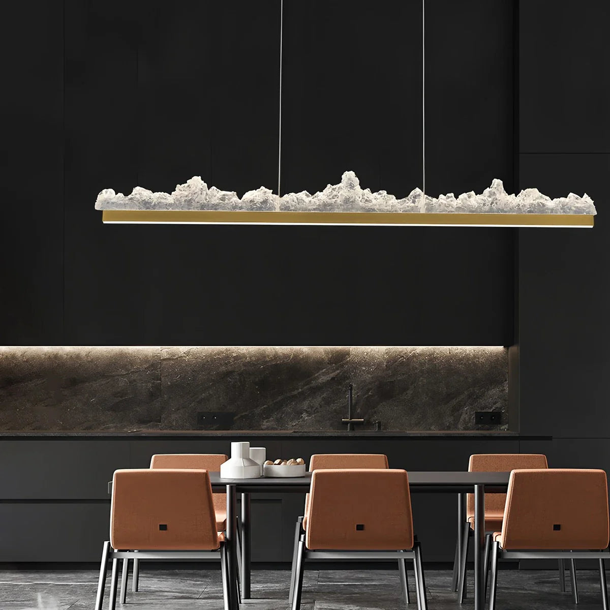 Modern Iceberg Chandelier - Luxury Hand-Poured Textured Glass Pendant for Dining & Living Room