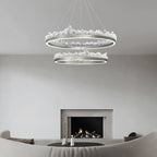 Modern Iceberg Chandelier - Luxury Hand-Poured Textured Glass Pendant for Dining & Living Room