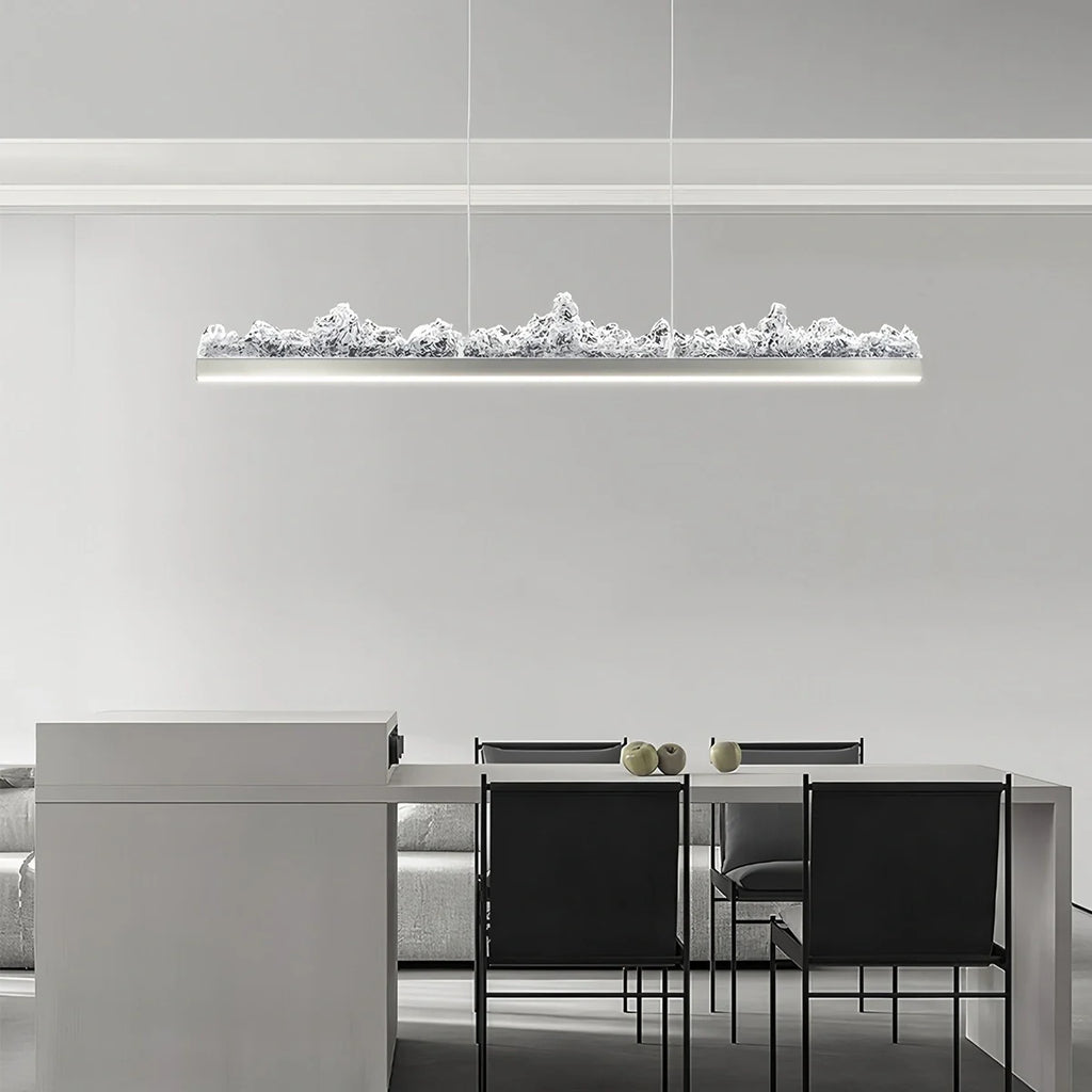 Modern Iceberg Chandelier - Luxury Hand-Poured Textured Glass Pendant for Dining & Living Room