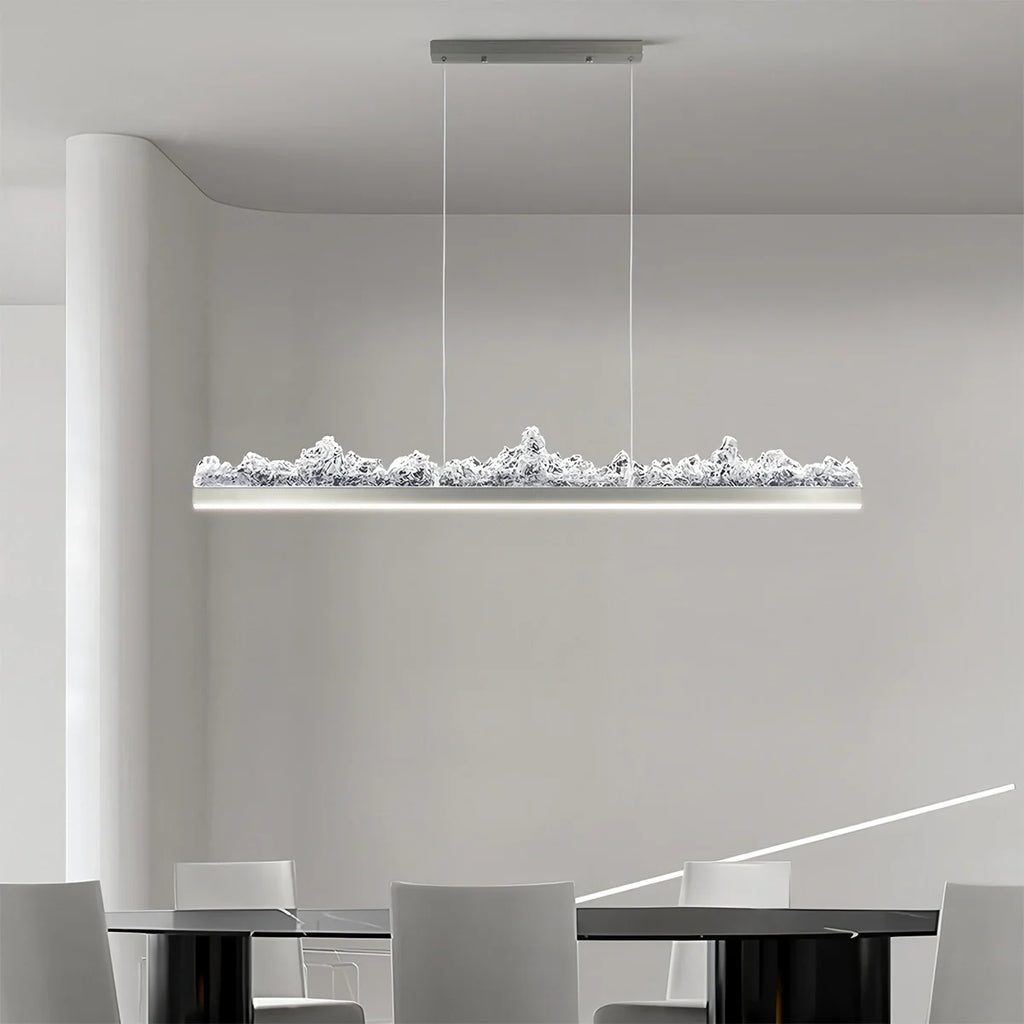 Modern Iceberg Chandelier - Luxury Hand-Poured Textured Glass Pendant for Dining & Living Room