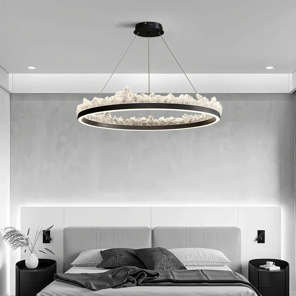 Modern Iceberg Chandelier - Luxury Hand-Poured Textured Glass Pendant for Dining & Living Room