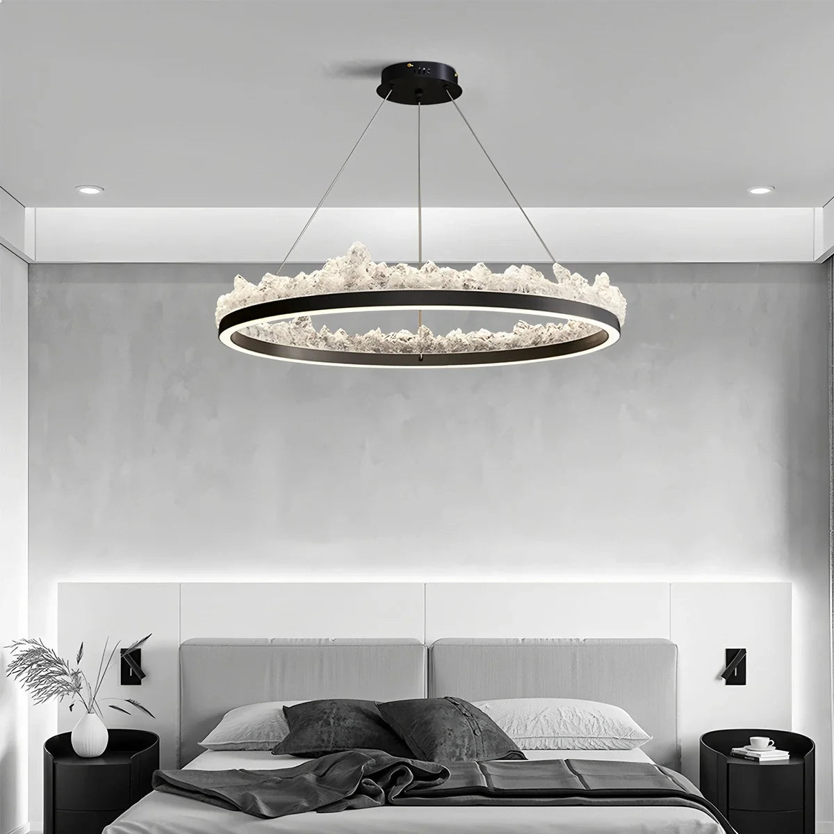 Modern Iceberg Chandelier - Luxury Hand-Poured Textured Glass Pendant for Dining & Living Room