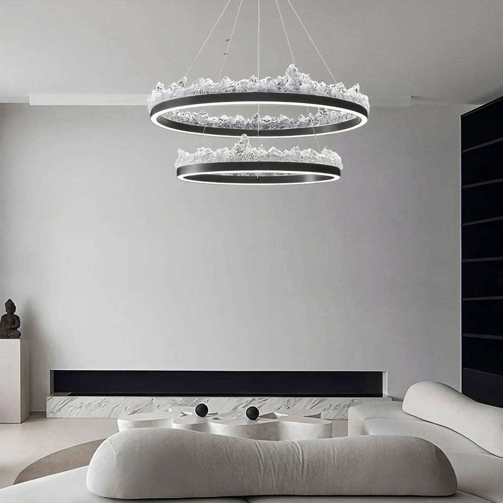Modern Iceberg Chandelier - Luxury Hand-Poured Textured Glass Pendant for Dining & Living Room