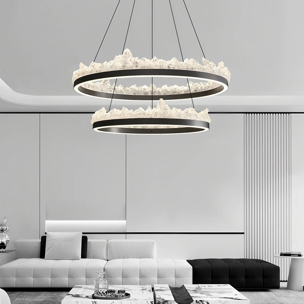 Modern Iceberg Chandelier - Luxury Hand-Poured Textured Glass Pendant for Dining & Living Room