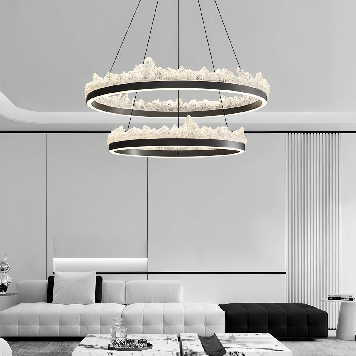Textured Glass Chandelier for Dining and Living Room