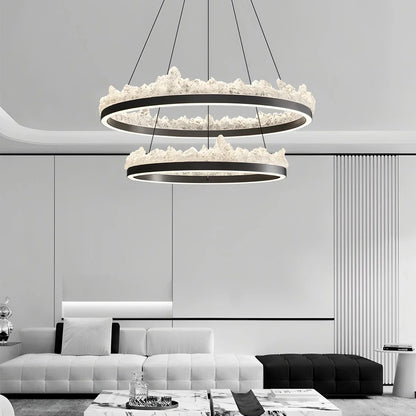 Textured Glass Chandelier for Dining and Living Room