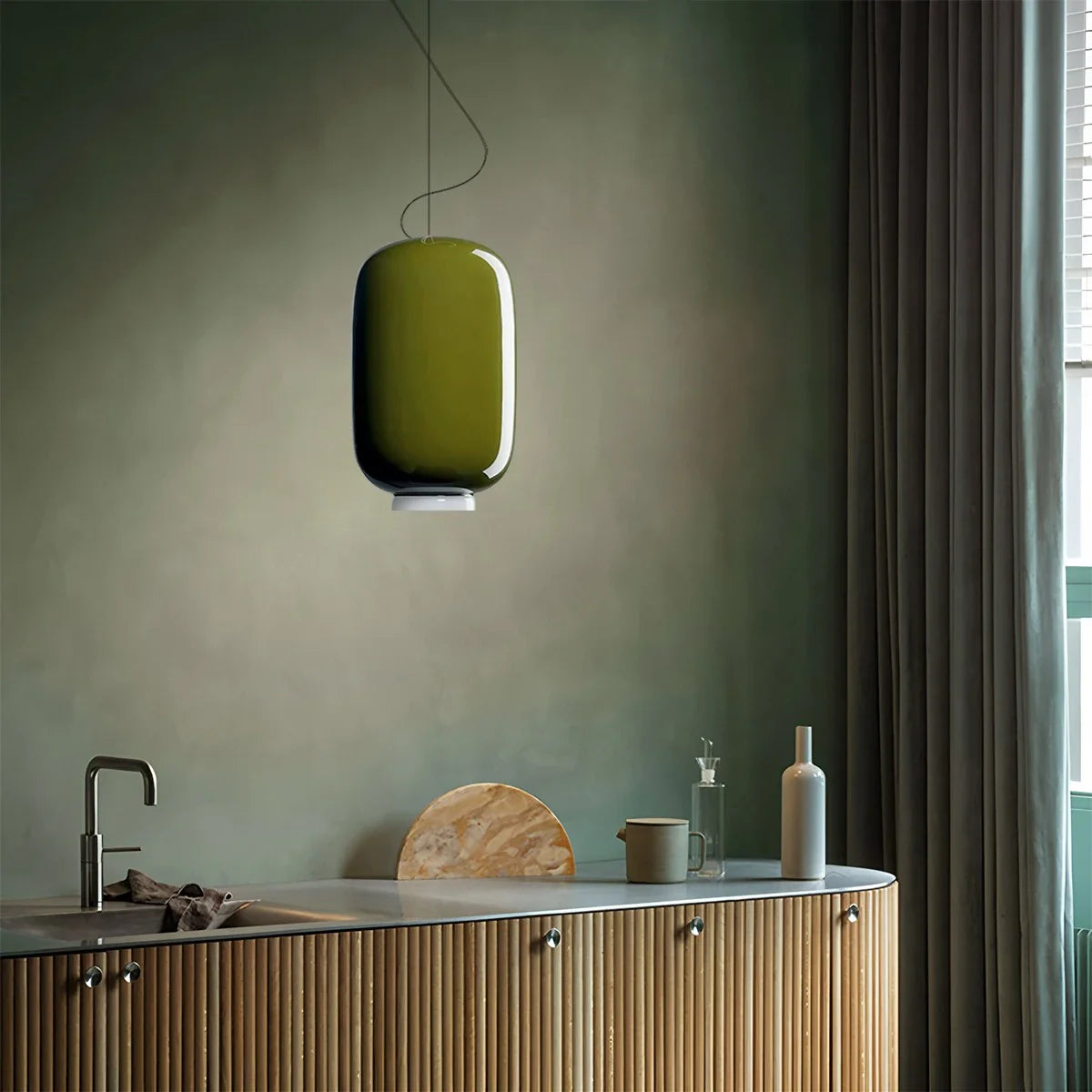 Tinted Glass Pendant Light for Kitchen Island